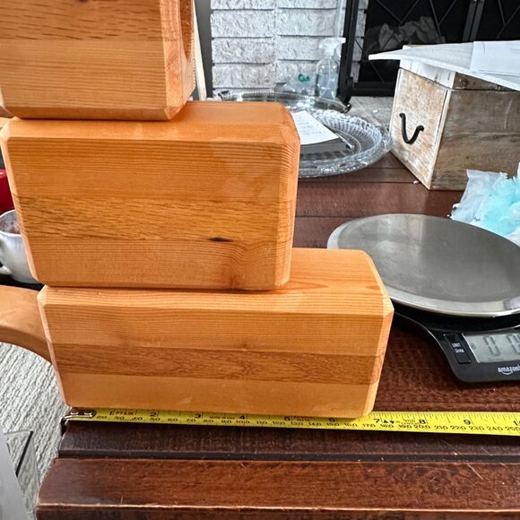 Vintage Wooden Tealight Candle Holders Set Of 3 Handcrafted Solid Wood Rustic De - Picture 5 of 7